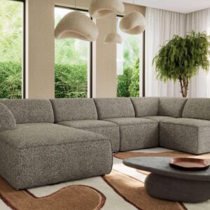 wohnli-moebel-suche-800001599674-1 WOHNLANDSCHAFT MODARO U 5M - Grau Struktur - Links Textil MKS Möbel > Sofas & Couches > Wohnlandschaften > Wohnlandschaften U-Form Grau