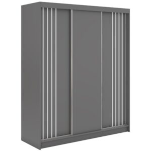 Wohnli Möbelsuche - SCHWEBETÜRENSCHRANK mit Lamellen und Schubladen NAURU - 180 - Grau und Weiß