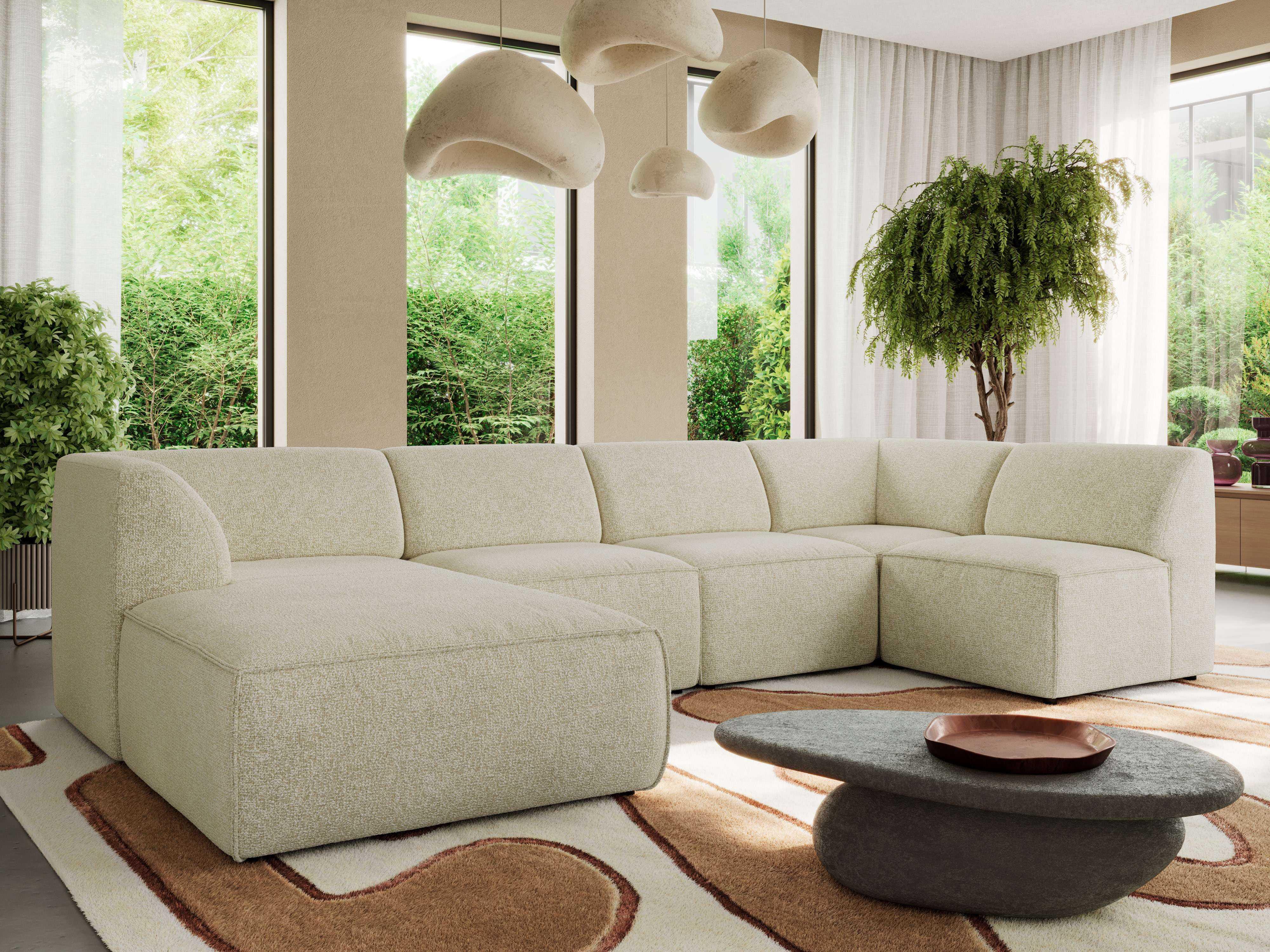 WOHNLANDSCHAFT MODARO U 5M - Creme Struktur - Links Textil MKS Möbel > Sofas & Couches > Wohnlandschaften > Wohnlandschaften U-Form Weiß