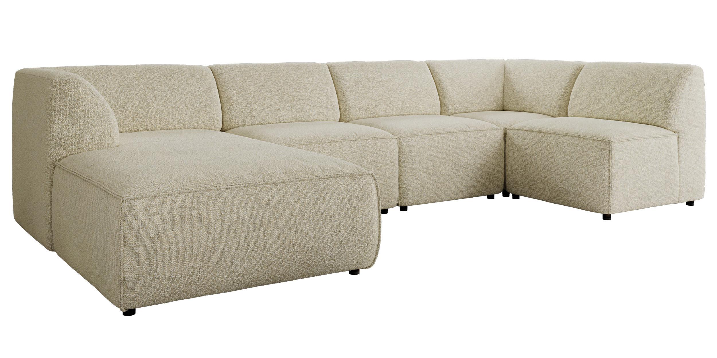 Wohnli Möbelsuche - WOHNLANDSCHAFT MODARO U 5M - Creme Struktur - Links