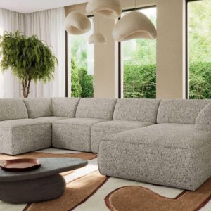 wohnli-moebel-suche-800001599700-1 WOHNLANDSCHAFT MODARO U 5M - Beige Struktur - Rechts Textil MKS Möbel > Sofas & Couches > Wohnlandschaften > Wohnlandschaften U-Form Beige