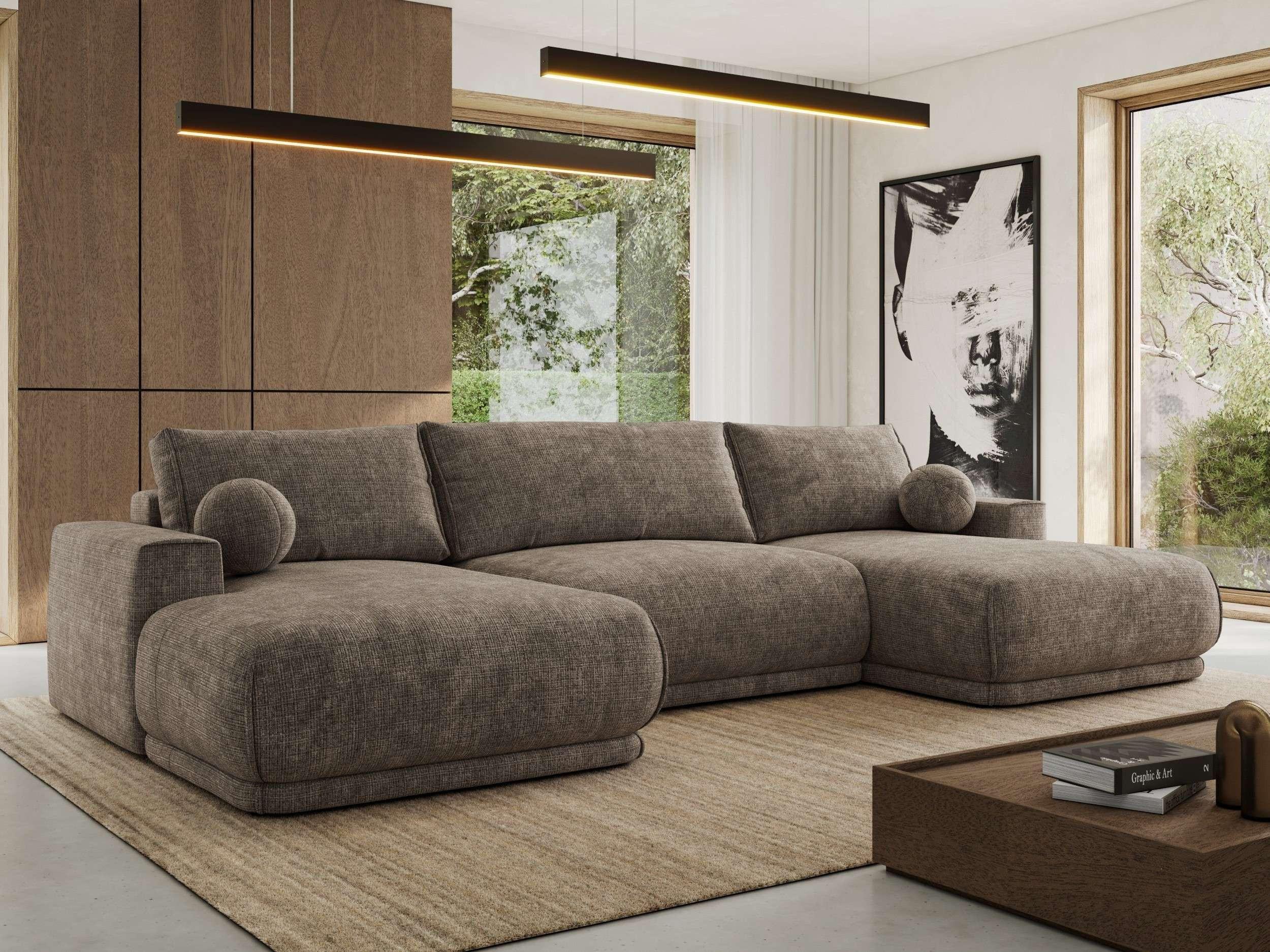 wohnli-moebel-suche-800001599712-1 WOHNLANDSCHAFT RINA U Braun Schenille grob gewebt Textil MKS Möbel > Sofas & Couches > Wohnlandschaften > Wohnlandschaften U-Form Braun