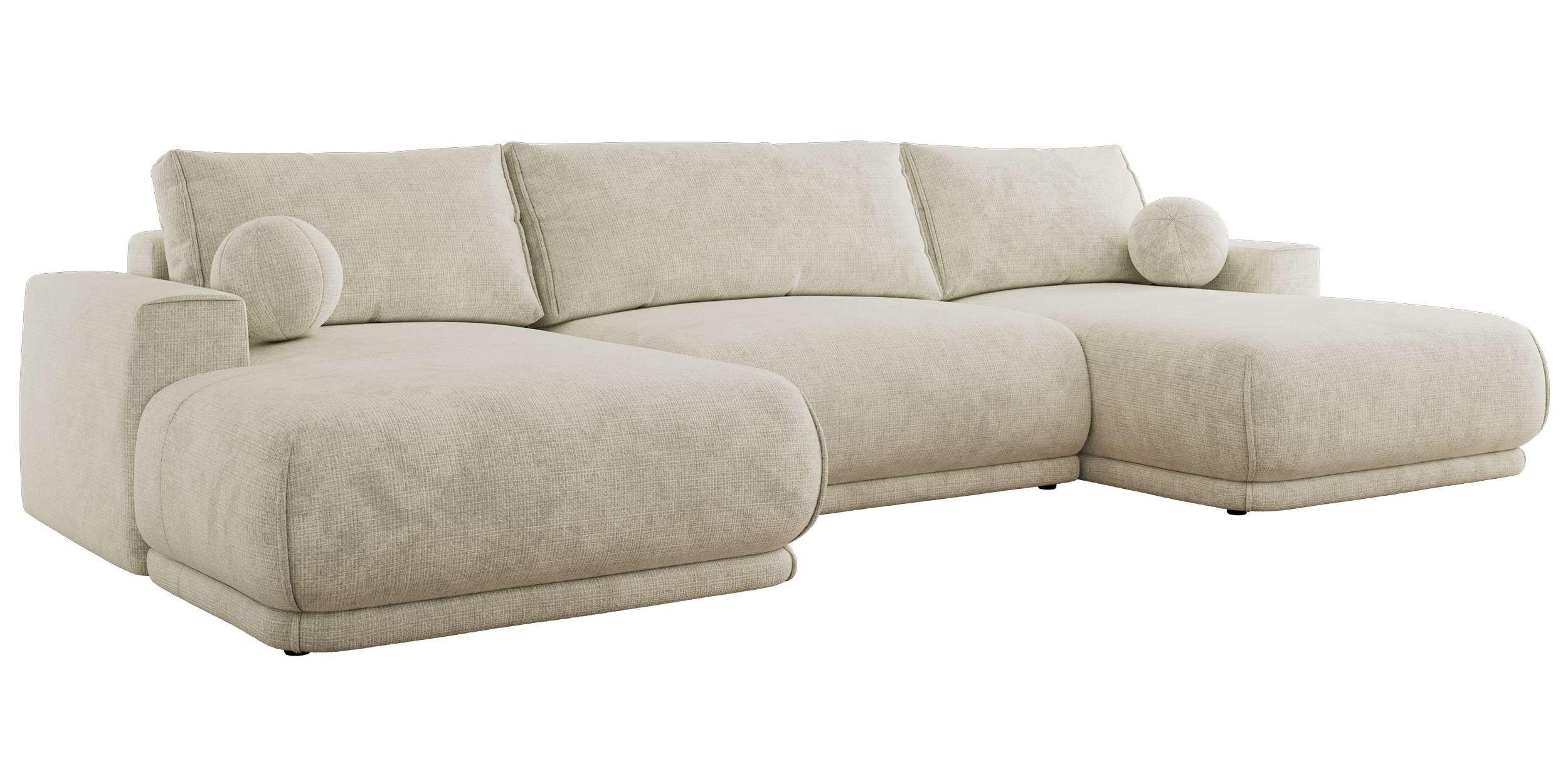 wohnli-moebel-suche-800001599721 Wohnli Möbelsuche - WOHNLANDSCHAFT RINA U Creme Schenille grob gewebt