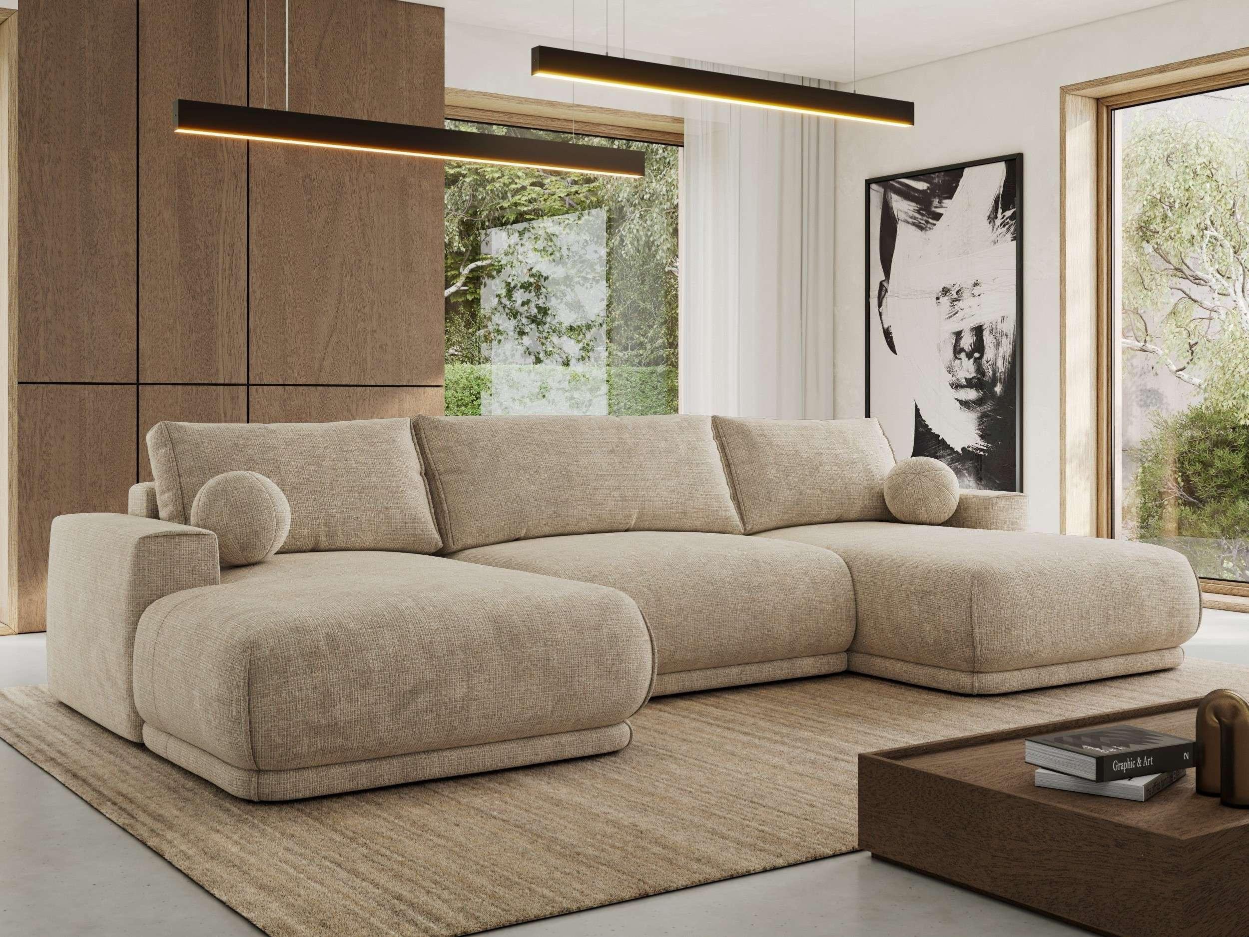 wohnli-moebel-suche-800001599724-1 WOHNLANDSCHAFT RINA U Beige Schenille grob gewebt Textil MKS Möbel > Sofas & Couches > Wohnlandschaften > Wohnlandschaften U-Form Beige