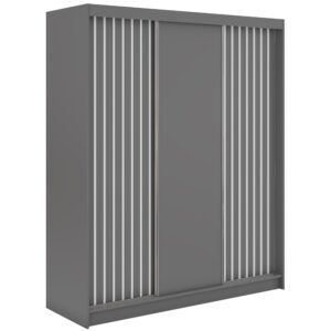 wohnli-moebel-suche-800001599729 Wohnli Möbelsuche - SCHWEBETÜRENSCHRANK mit Lamellen und Schubladen LUMOS - 180 - Grau und Weiß