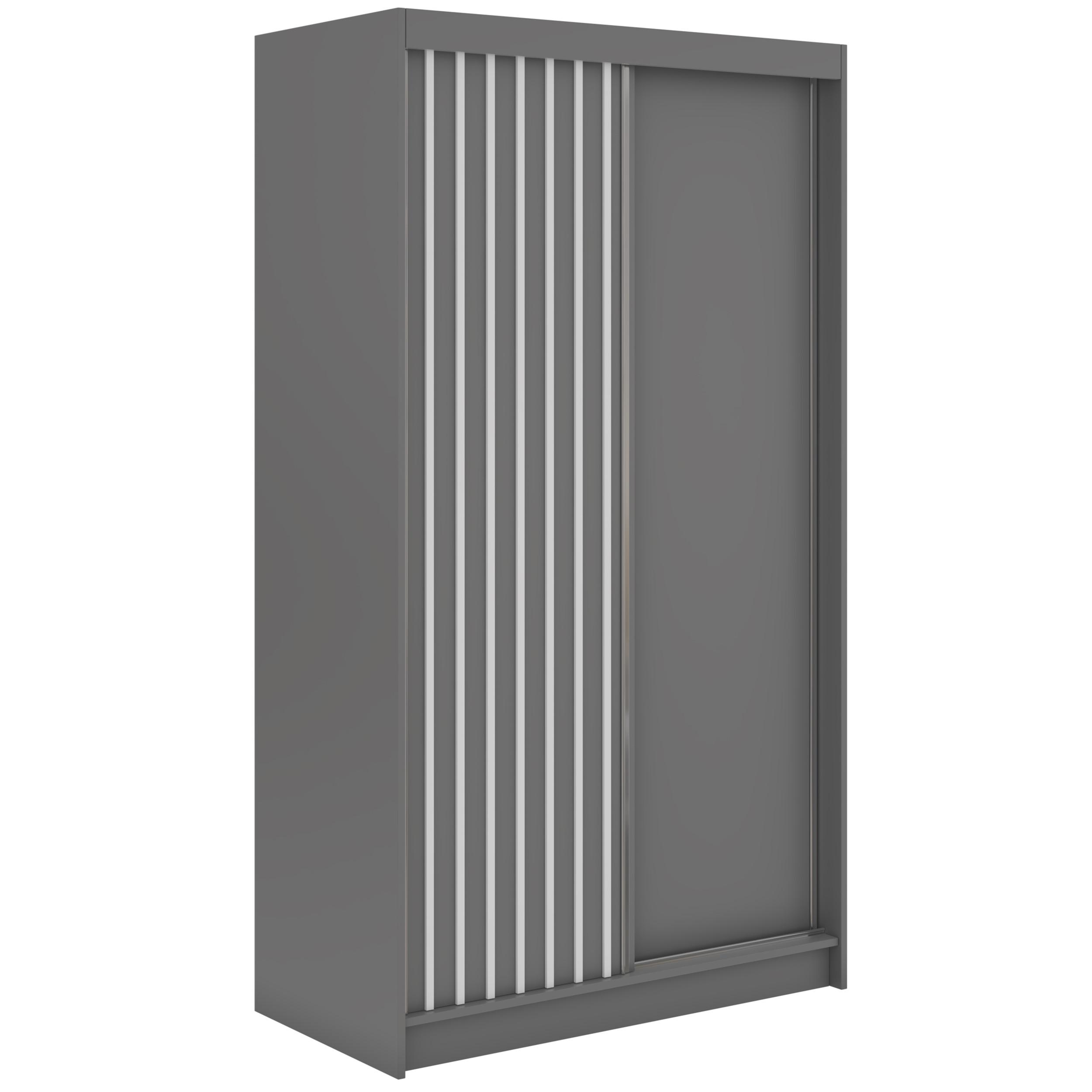 wohnli-moebel-suche-800001599758 Wohnli Möbelsuche - SCHWEBETÜRENSCHRANK mit Lamellen LUMOS - 120 - Grau und Weiß