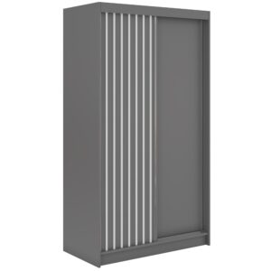 wohnli-moebel-suche-800001599769 Wohnli Möbelsuche - SCHWEBETÜRENSCHRANK mit Lamellen und Schubladen LUMOS - 120 - Grau und Weiß