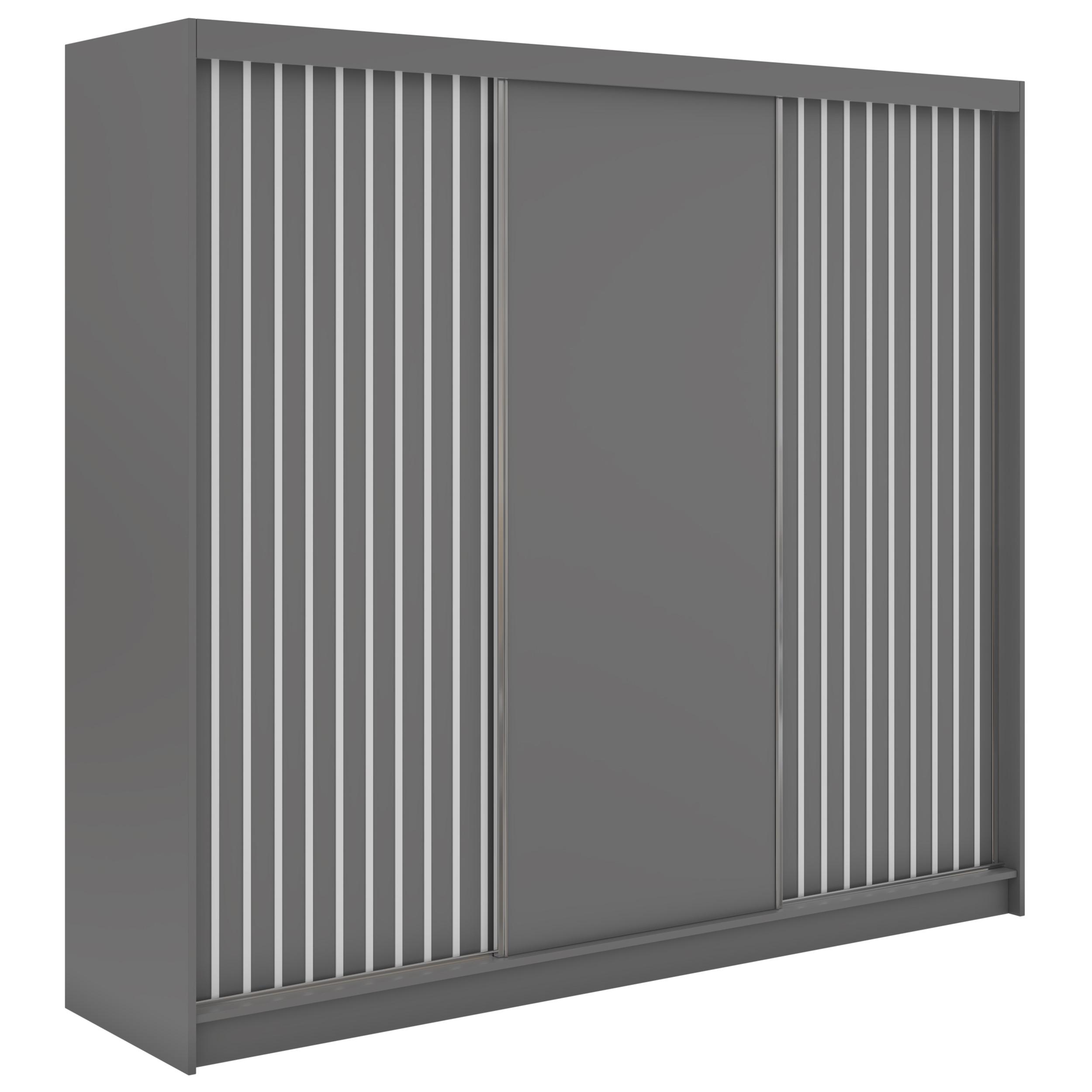 wohnli-moebel-suche-800001599781 Wohnli Möbelsuche - SCHWEBETÜRENSCHRANK mit Lamellen LUMOS - 240 - Grau und Weiß