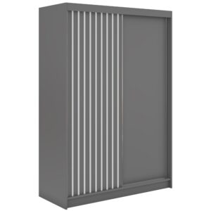 wohnli-moebel-suche-800001599789 Wohnli Möbelsuche - SCHWEBETÜRENSCHRANK mit Lamellen LUMOS - 150 - Grau und Weiß