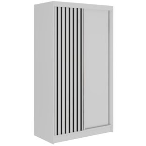 wohnli-moebel-suche-800001599792 Wohnli Möbelsuche - SCHWEBETÜRENSCHRANK mit Lamellen LUMOS - 120 - Weiß und Schwarz