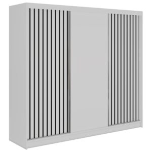 wohnli-moebel-suche-800001599796 Wohnli Möbelsuche - SCHWEBETÜRENSCHRANK mit Lamellen LUMOS - 240 - Weiß und Schwarz