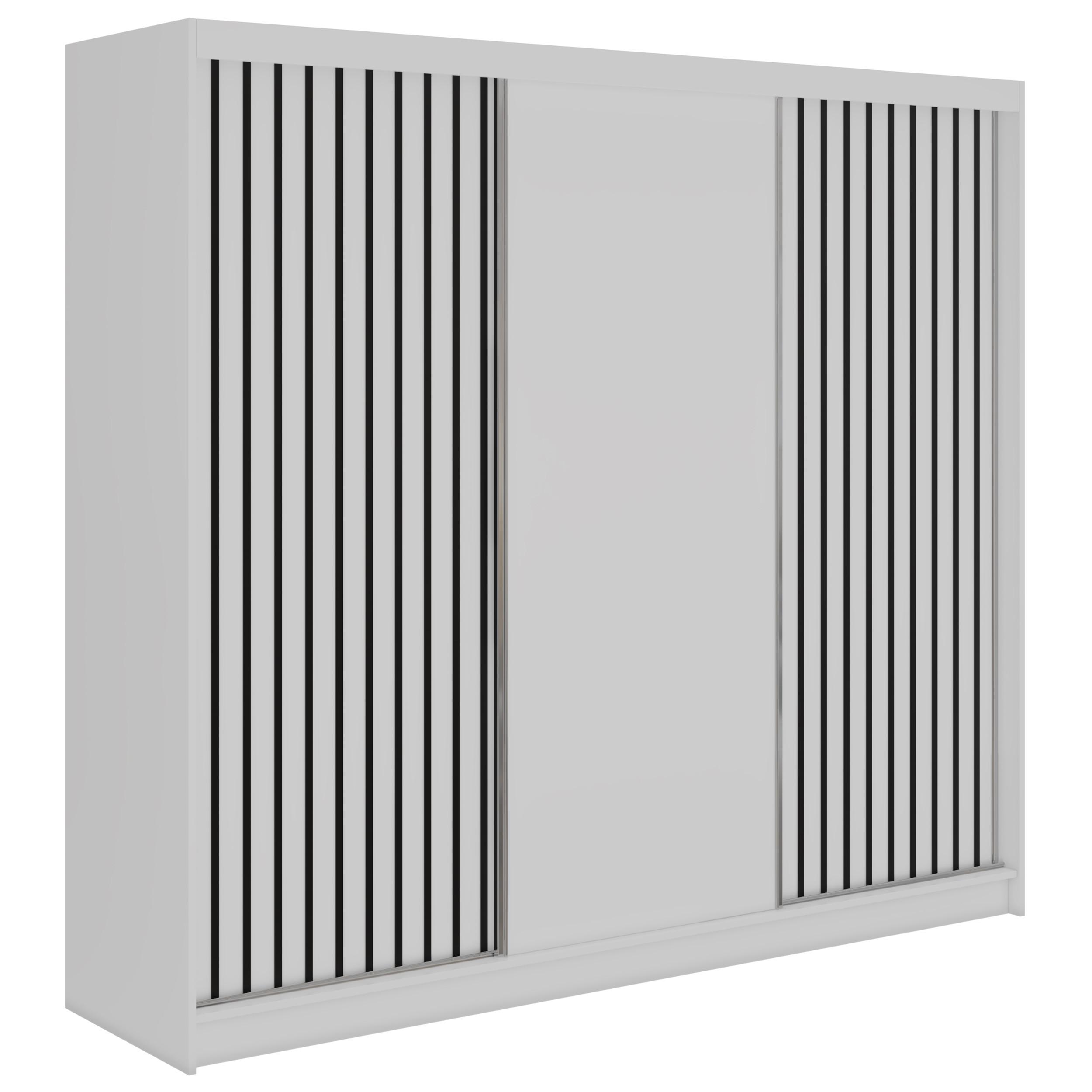 wohnli-moebel-suche-800001599796 Wohnli Möbelsuche - SCHWEBETÜRENSCHRANK mit Lamellen LUMOS - 240 - Weiß und Schwarz