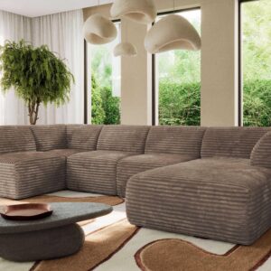 wohnli-moebel-suche-800001599801-1 WOHNLANDSCHAFT MODARO U 5M - Braun Cord - Rechts Textil MKS Möbel > Sofas & Couches > Wohnlandschaften > Wohnlandschaften U-Form Braun
