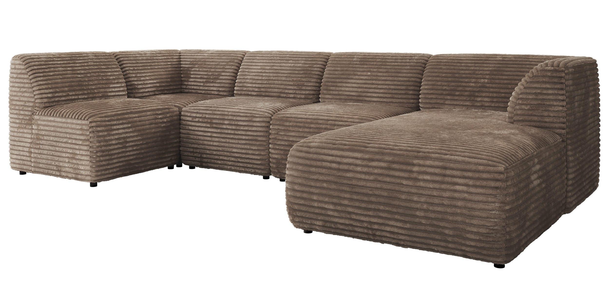 wohnli-moebel-suche-800001599801 Wohnli Möbelsuche - WOHNLANDSCHAFT MODARO U 5M - Braun Cord - Rechts