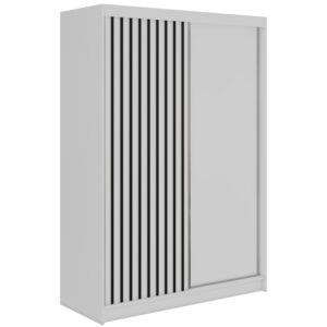 wohnli-moebel-suche-800001599803 Wohnli Möbelsuche - SCHWEBETÜRENSCHRANK mit Lamellen LUMOS - 150 - Weiß und Schwarz