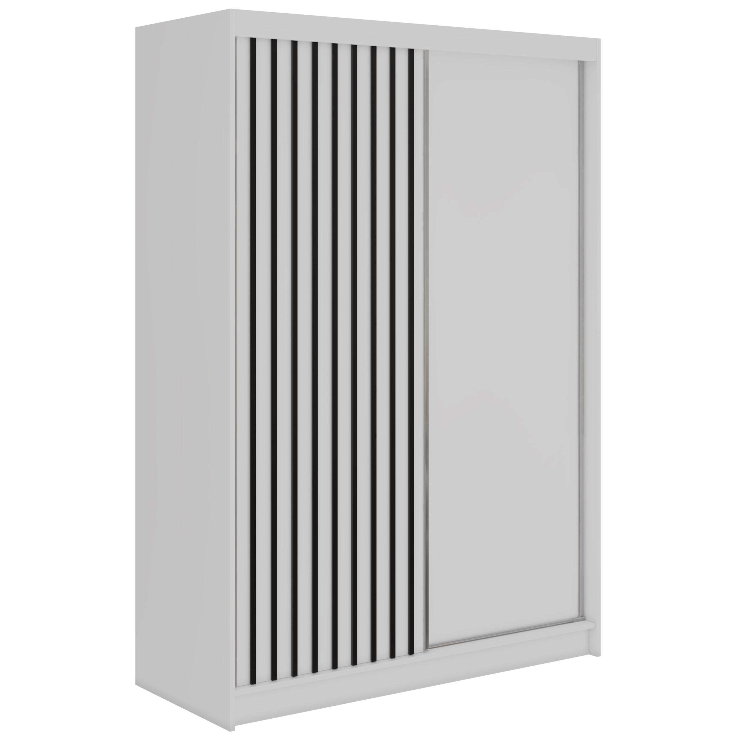 wohnli-moebel-suche-800001599803 Wohnli Möbelsuche - SCHWEBETÜRENSCHRANK mit Lamellen LUMOS - 150 - Weiß und Schwarz