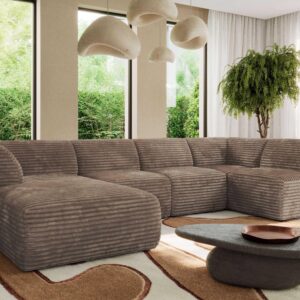 wohnli-moebel-suche-800001599804-1 WOHNLANDSCHAFT MODARO U 5M - Braun Cord - Links Textil MKS Möbel > Sofas & Couches > Wohnlandschaften > Wohnlandschaften U-Form Braun