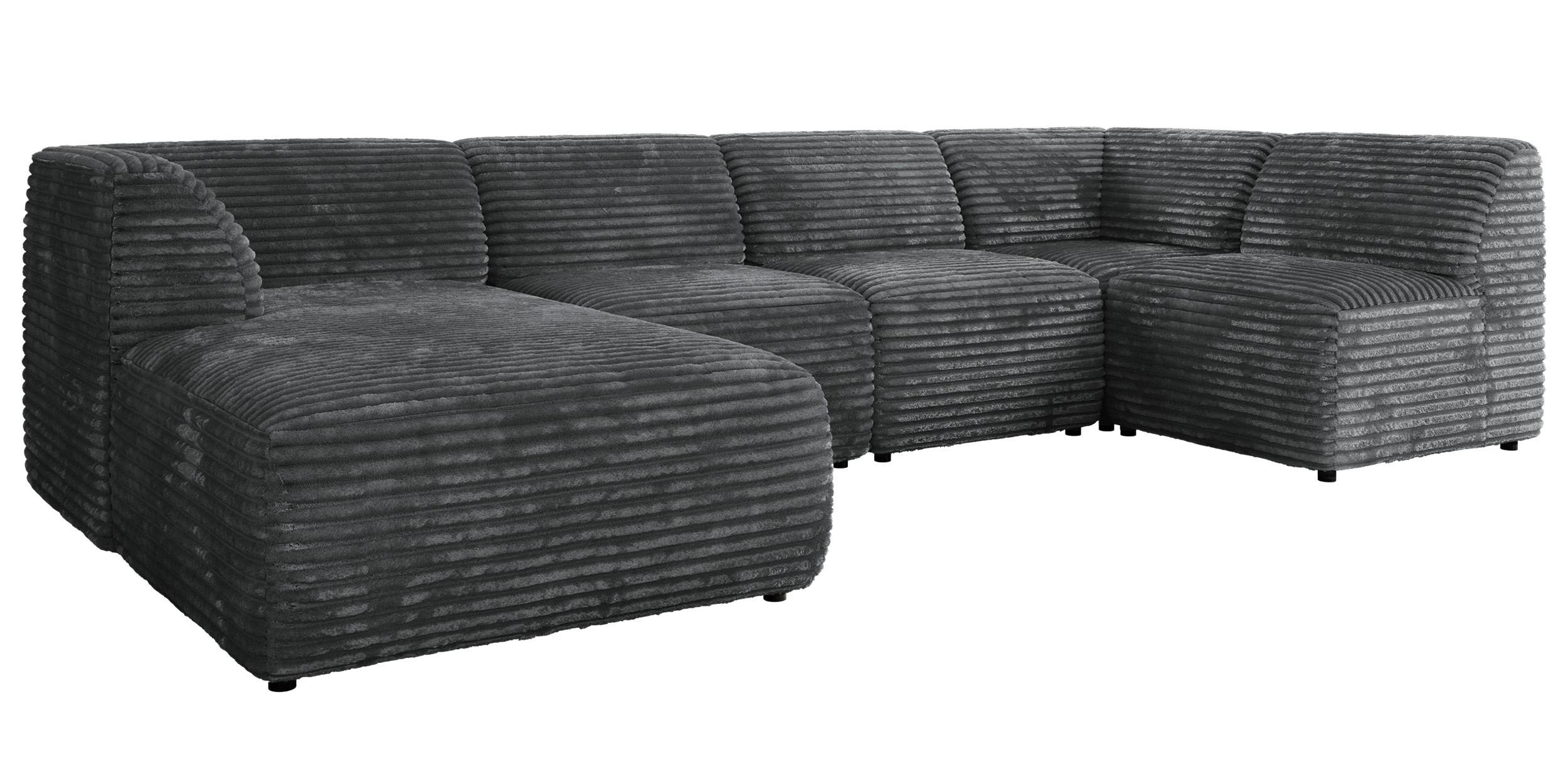 Wohnli Möbelsuche - WOHNLANDSCHAFT MODARO U 5M - Dunkelgrau Cord - Links