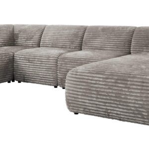 wohnli-moebel-suche-800001599812 Wohnli Möbelsuche - WOHNLANDSCHAFT MODARO U 5M - Hellgrau Cord - Rechts