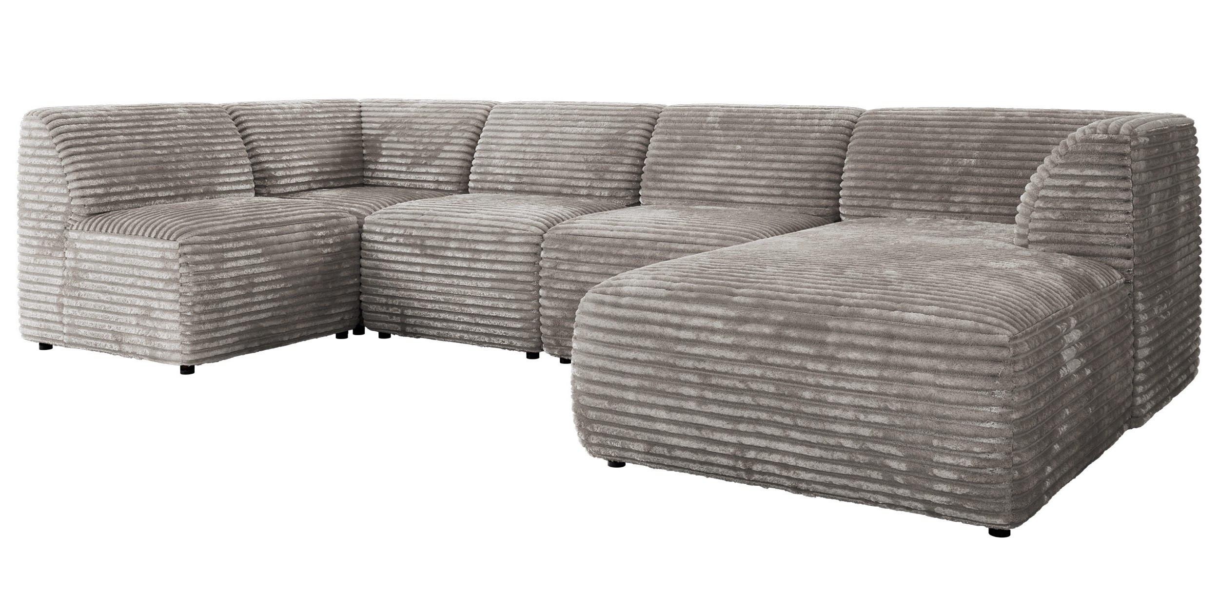 wohnli-moebel-suche-800001599812 Wohnli Möbelsuche - WOHNLANDSCHAFT MODARO U 5M - Hellgrau Cord - Rechts