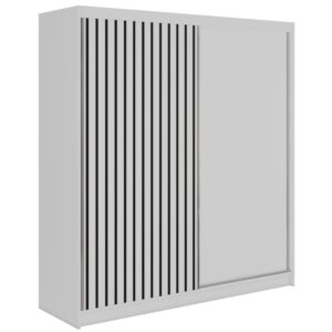 wohnli-moebel-suche-800001599815 Wohnli Möbelsuche - SCHWEBETÜRENSCHRANK mit Lamellen LUMOS - 200 - Weiß und Schwarz