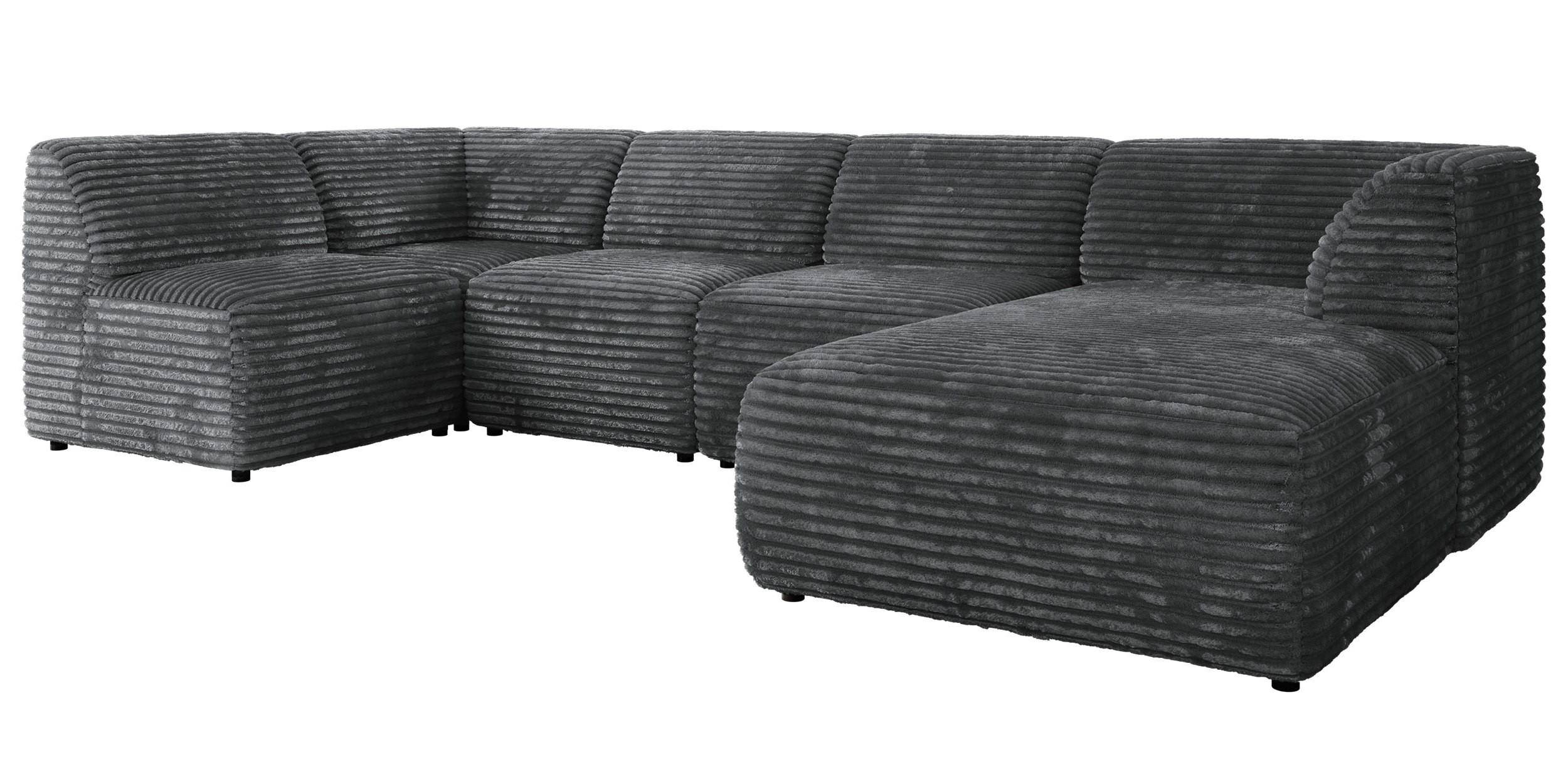 wohnli-moebel-suche-800001599826 Wohnli Möbelsuche - WOHNLANDSCHAFT MODARO U 5M - Dunkelgrau Cord - Rechts