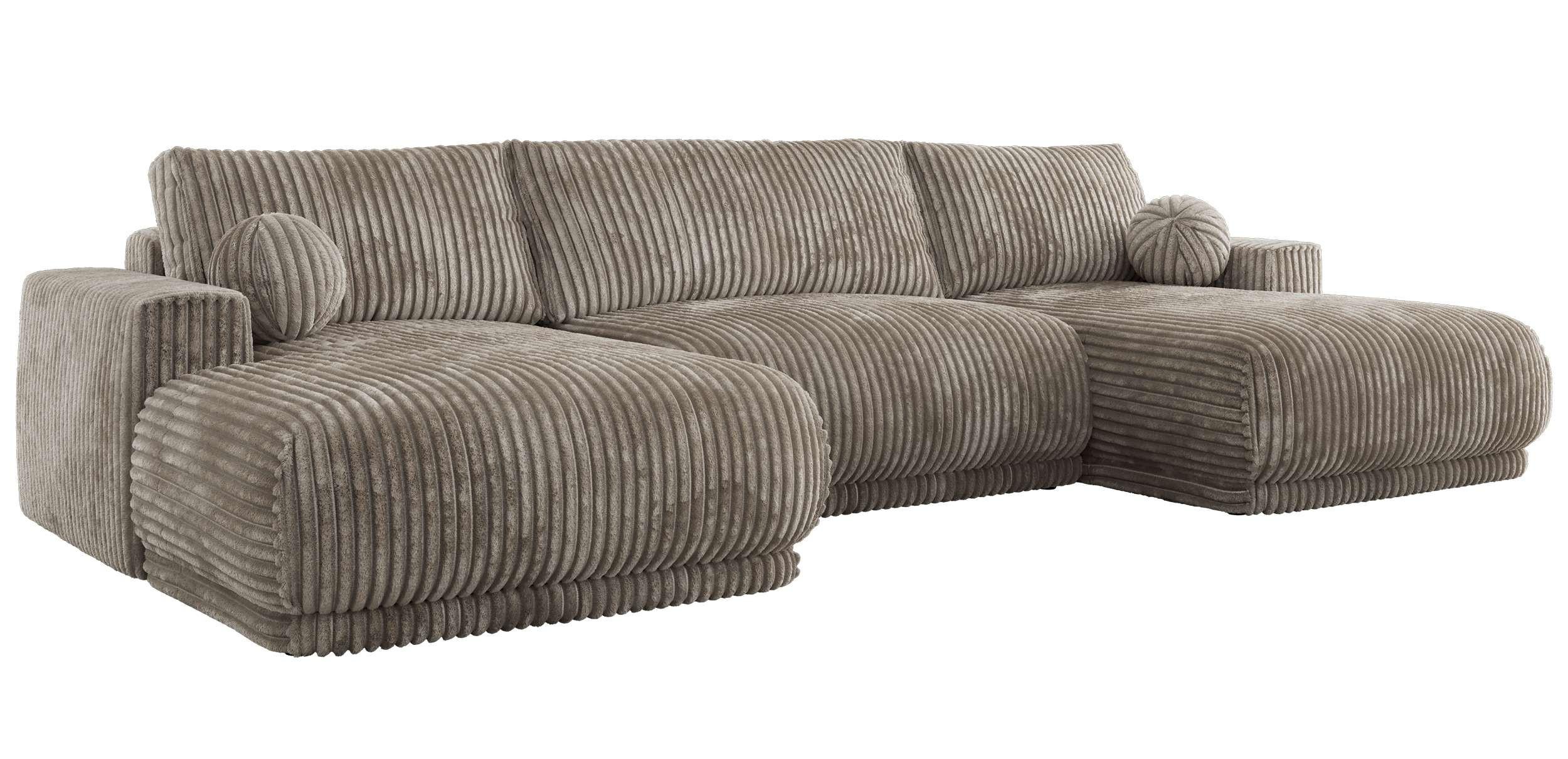 Wohnli Möbelsuche - WOHNLANDSCHAFT RINA U Hellbraun Cord
