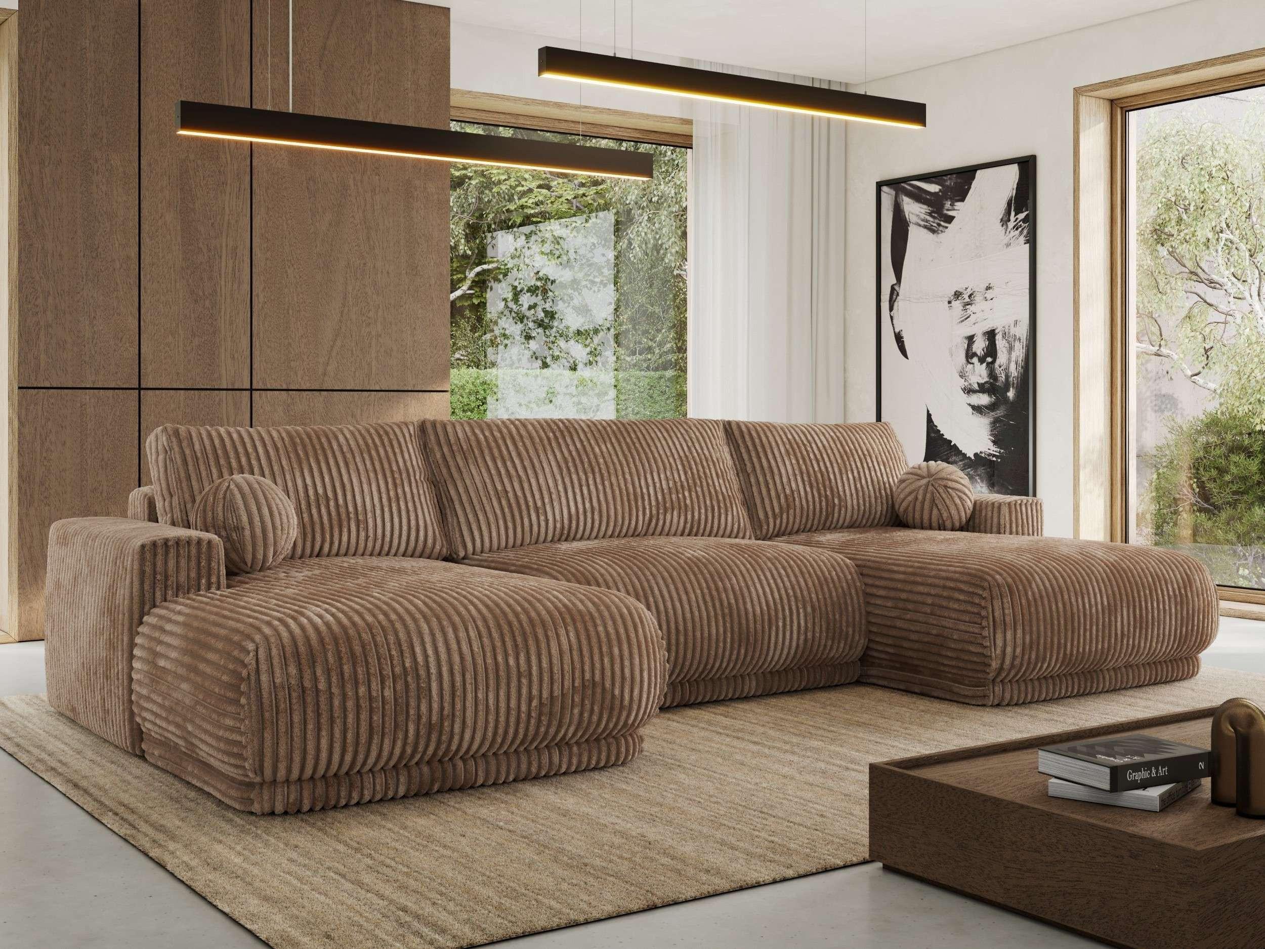 WOHNLANDSCHAFT RINA U Braun Cord Textil MKS Möbel > Sofas & Couches > Wohnlandschaften > Wohnlandschaften U-Form Braun