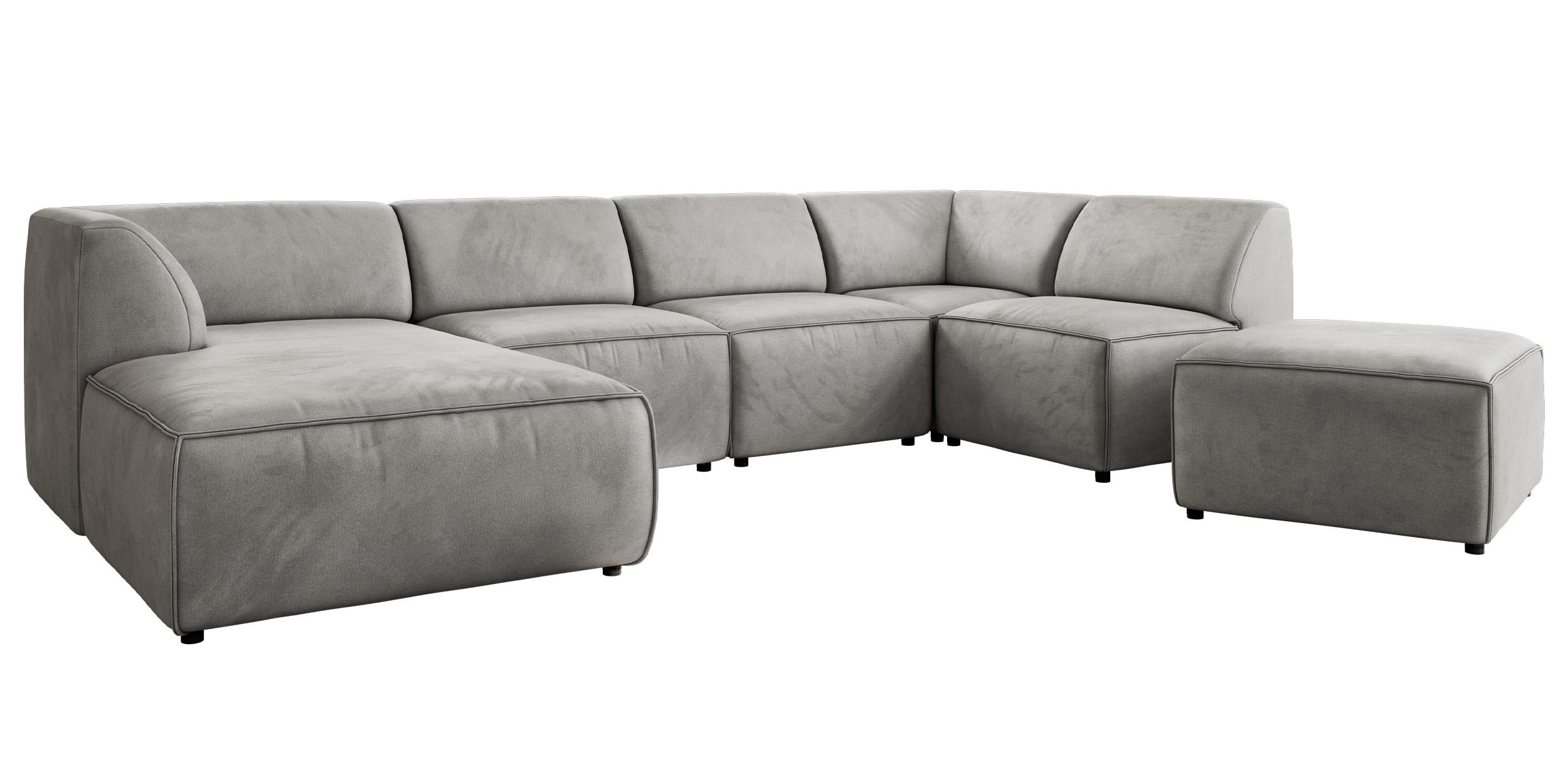 wohnli-moebel-suche-800001599855 Wohnli Möbelsuche - WOHNLANDSCHAFT MODARO U 6M - Hellgrau Velvet - Links