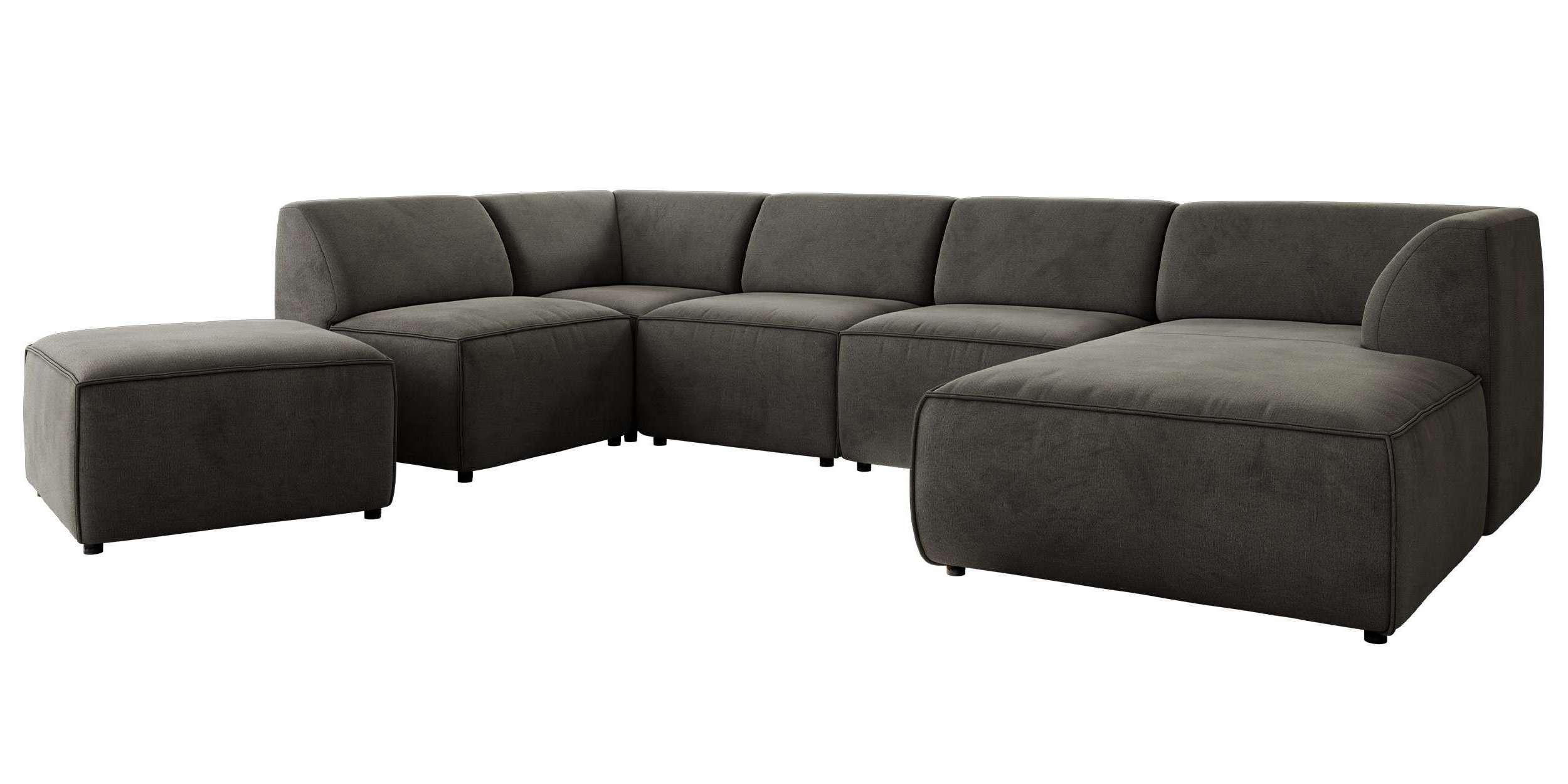 wohnli-moebel-suche-800001599862 Wohnli Möbelsuche - WOHNLANDSCHAFT MODARO U 6M - Dunkelgrau Velvet - Rechts