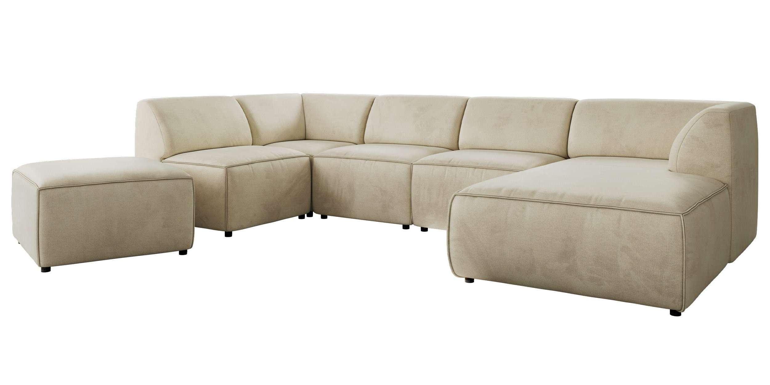 wohnli-moebel-suche-800001599865 Wohnli Möbelsuche - WOHNLANDSCHAFT MODARO U 6M - Beige Velvet - Rechts