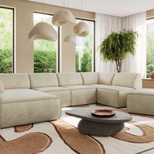 wohnli-moebel-suche-800001599878-1 WOHNLANDSCHAFT MODARO U 6M - Beige Velvet - Links Textil MKS Möbel > Sofas & Couches > Wohnlandschaften > Wohnlandschaften U-Form Beige