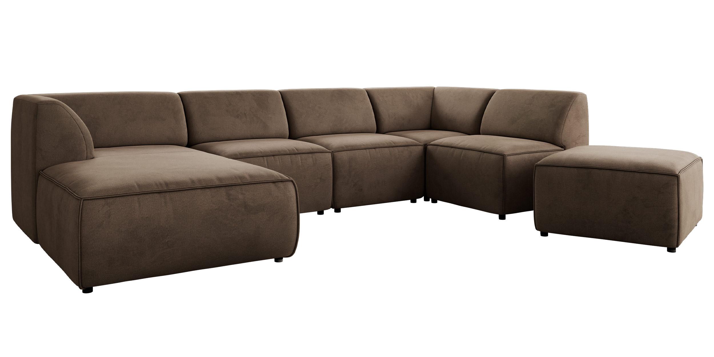 wohnli-moebel-suche-800001599882 Wohnli Möbelsuche - WOHNLANDSCHAFT MODARO U 6M - Braun Velvet - Links