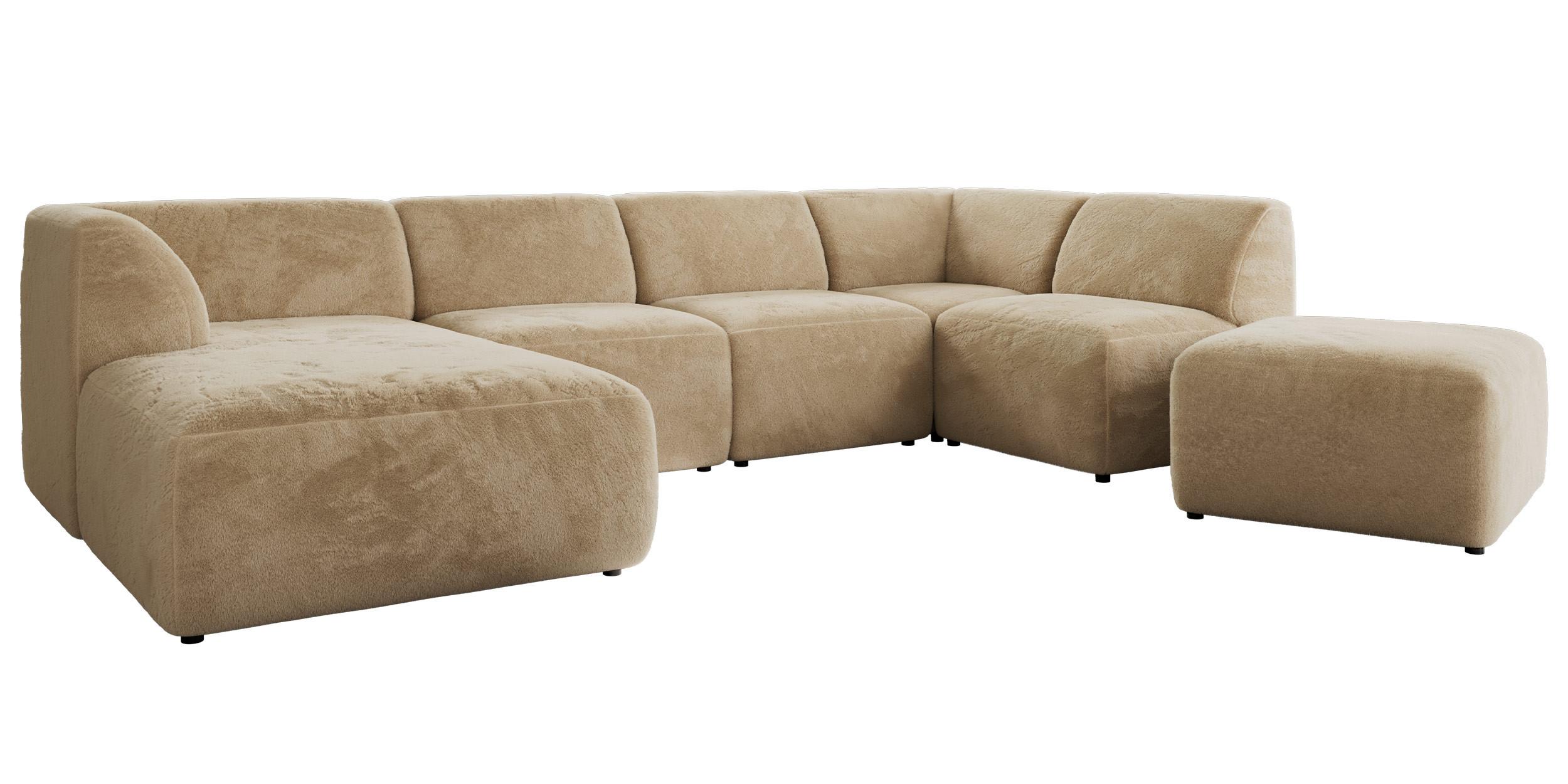 Wohnli Möbelsuche - WOHNLANDSCHAFT MODARO U 6M - Beige Plüsch - Links