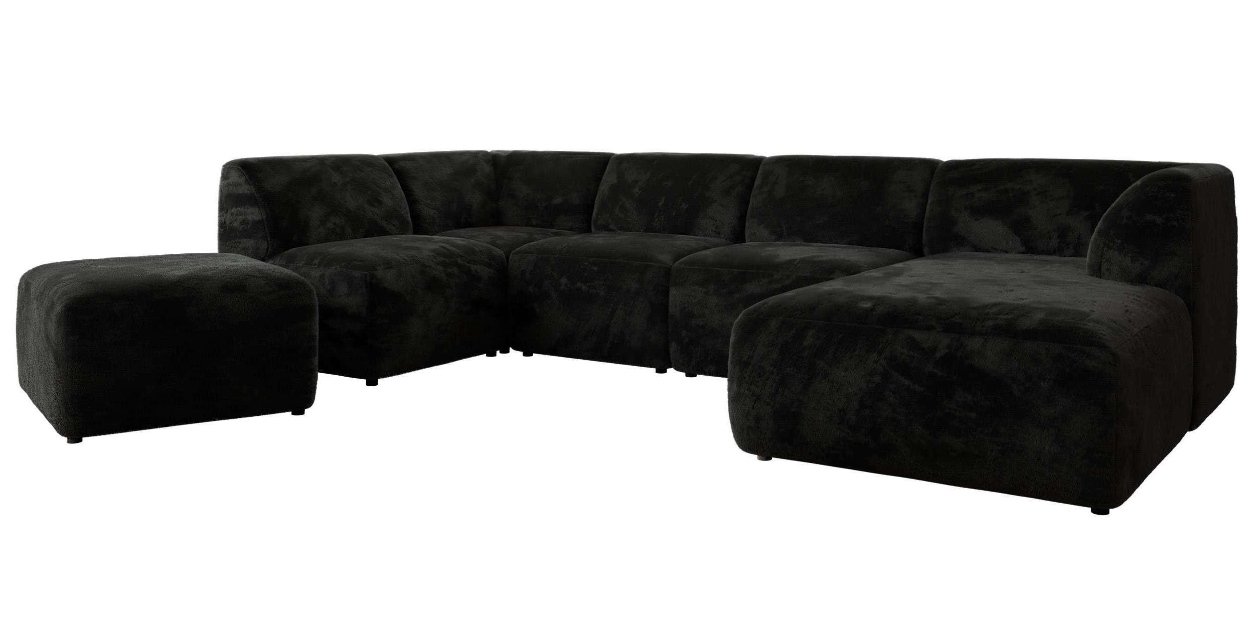 wohnli-moebel-suche-800001599897 Wohnli Möbelsuche - WOHNLANDSCHAFT MODARO U 6M - Schwarz Plüsch - Rechts