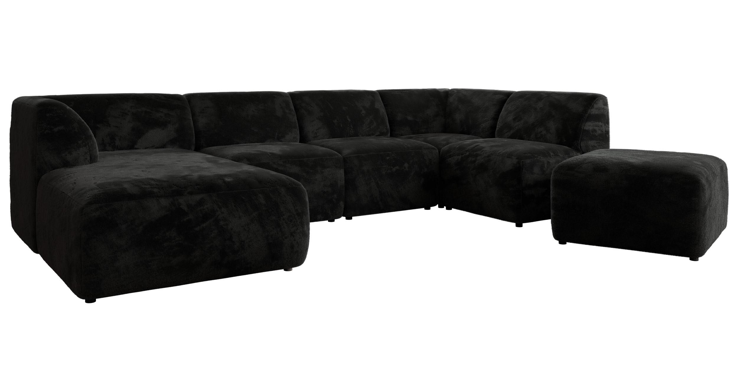 wohnli-moebel-suche-800001599901 Wohnli Möbelsuche - WOHNLANDSCHAFT MODARO U 6M - Schwarz Plüsch - Links