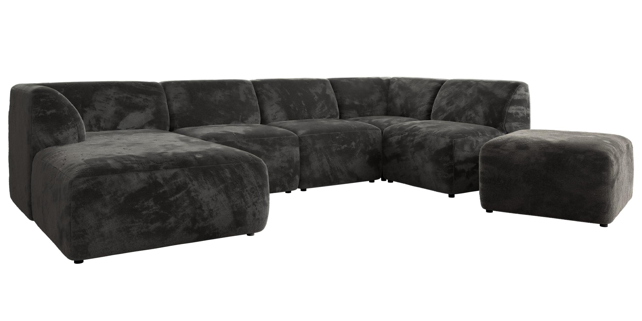 wohnli-moebel-suche-800001599905 Wohnli Möbelsuche - WOHNLANDSCHAFT MODARO U 6M - Dunkelgrau Plüsch - Links