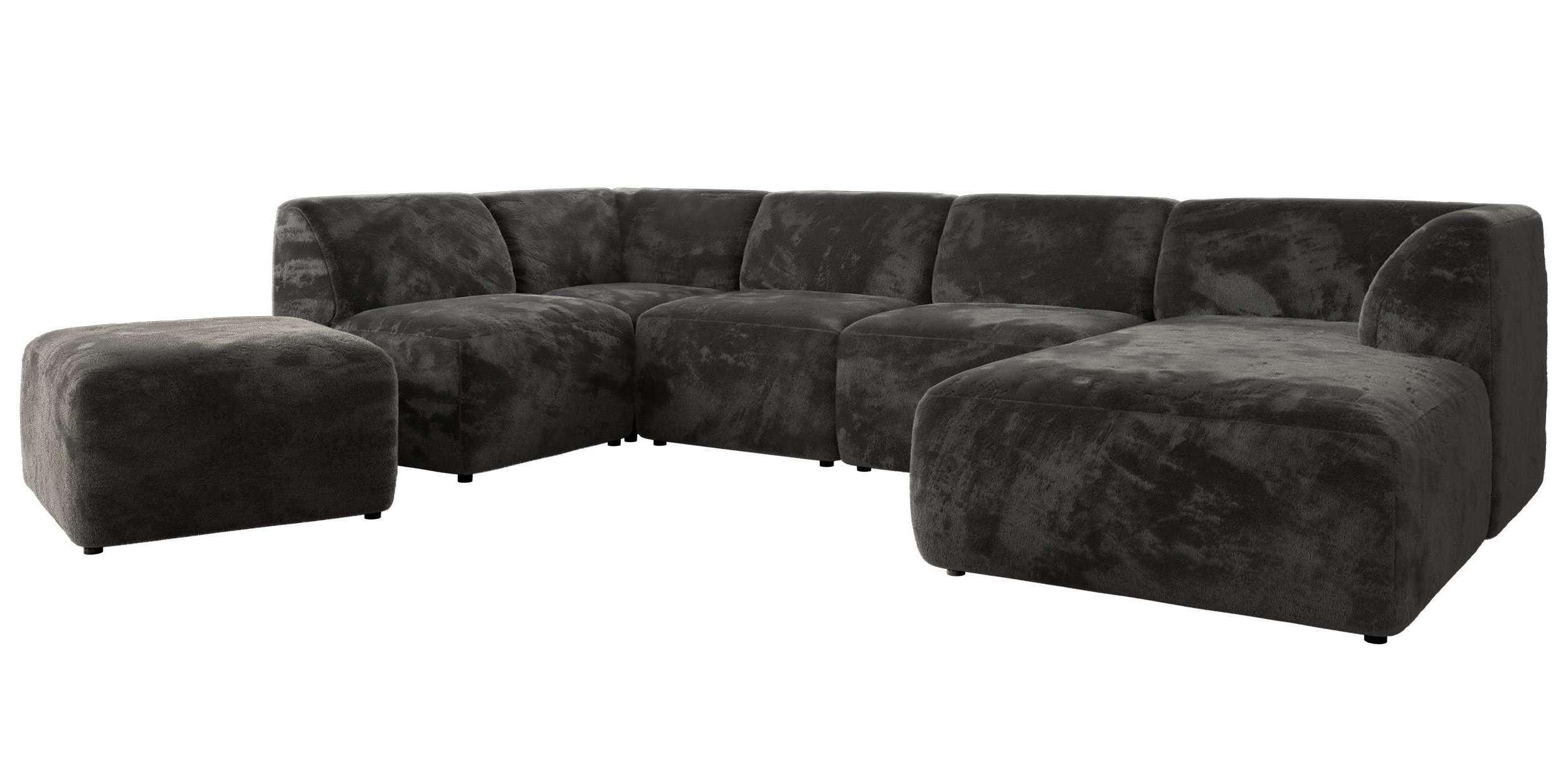 wohnli-moebel-suche-800001599912 Wohnli Möbelsuche - WOHNLANDSCHAFT MODARO U 6M - Dunkelgrau Plüsch - Rechts