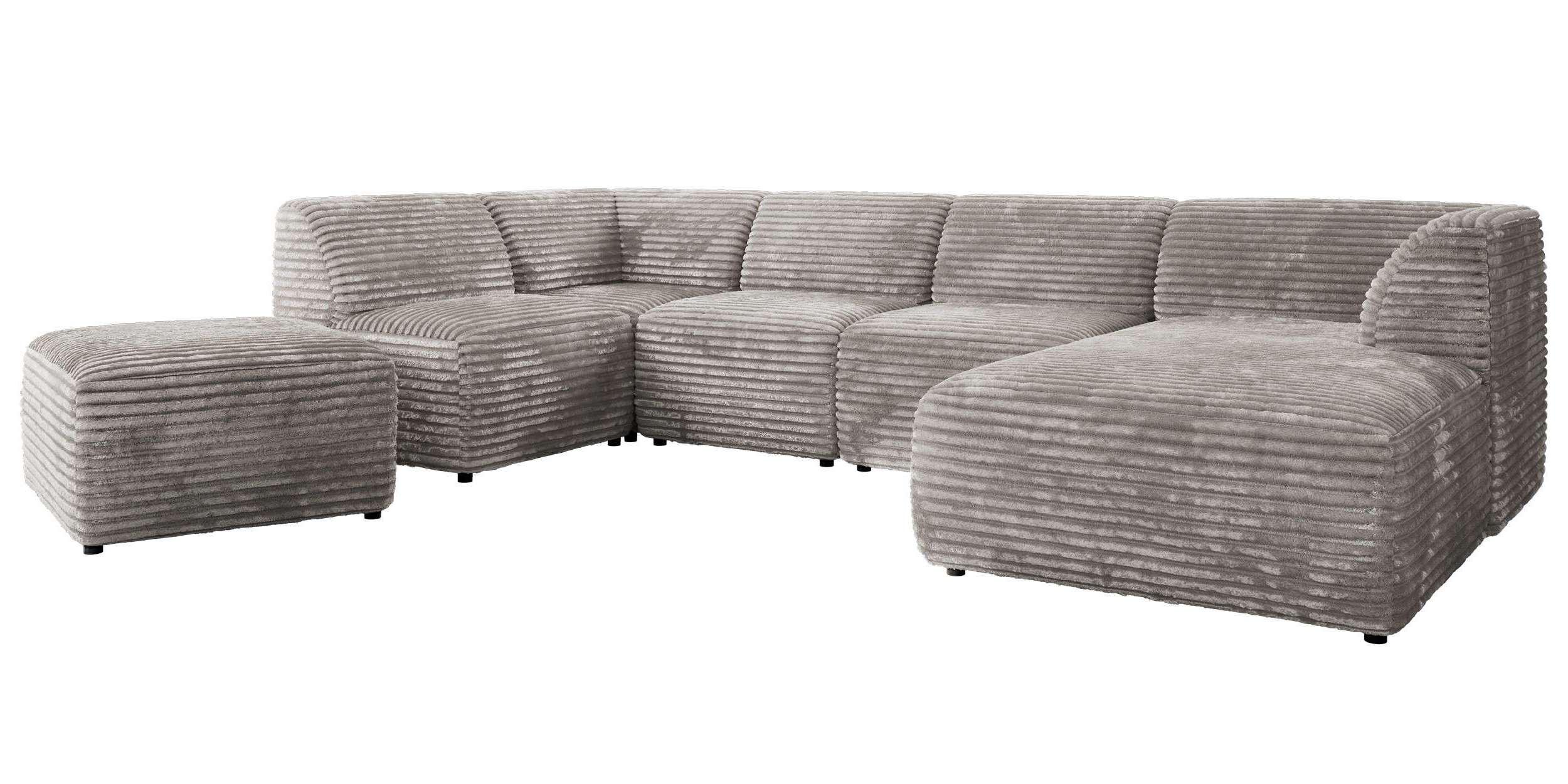 wohnli-moebel-suche-800001599996 Wohnli Möbelsuche - WOHNLANDSCHAFT MODARO U 6M - Hellgrau Cord - Rechts