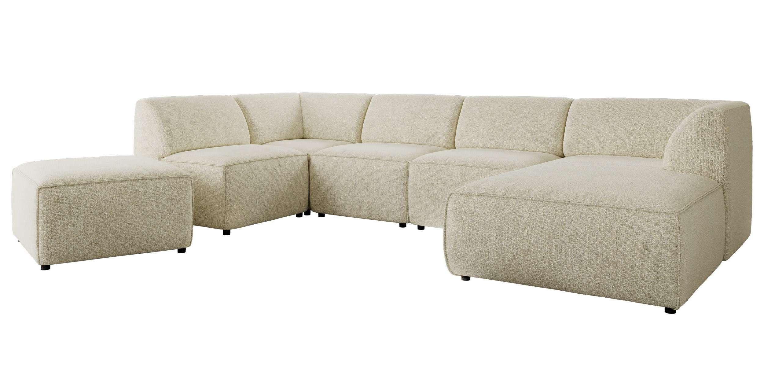 wohnli-moebel-suche-800001599998 Wohnli Möbelsuche - WOHNLANDSCHAFT MODARO U 6M - Creme Struktur - Rechts