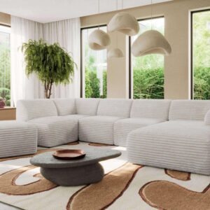 wohnli-moebel-suche-800001600001-1 WOHNLANDSCHAFT MODARO U 6M - Beige Cord - Rechts Textil MKS Möbel > Sofas & Couches > Wohnlandschaften > Wohnlandschaften U-Form Beige