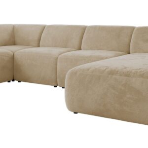 wohnli-moebel-suche-800001600007 Wohnli Möbelsuche - WOHNLANDSCHAFT MODARO U 5M - Creme Plüsch - Rechts