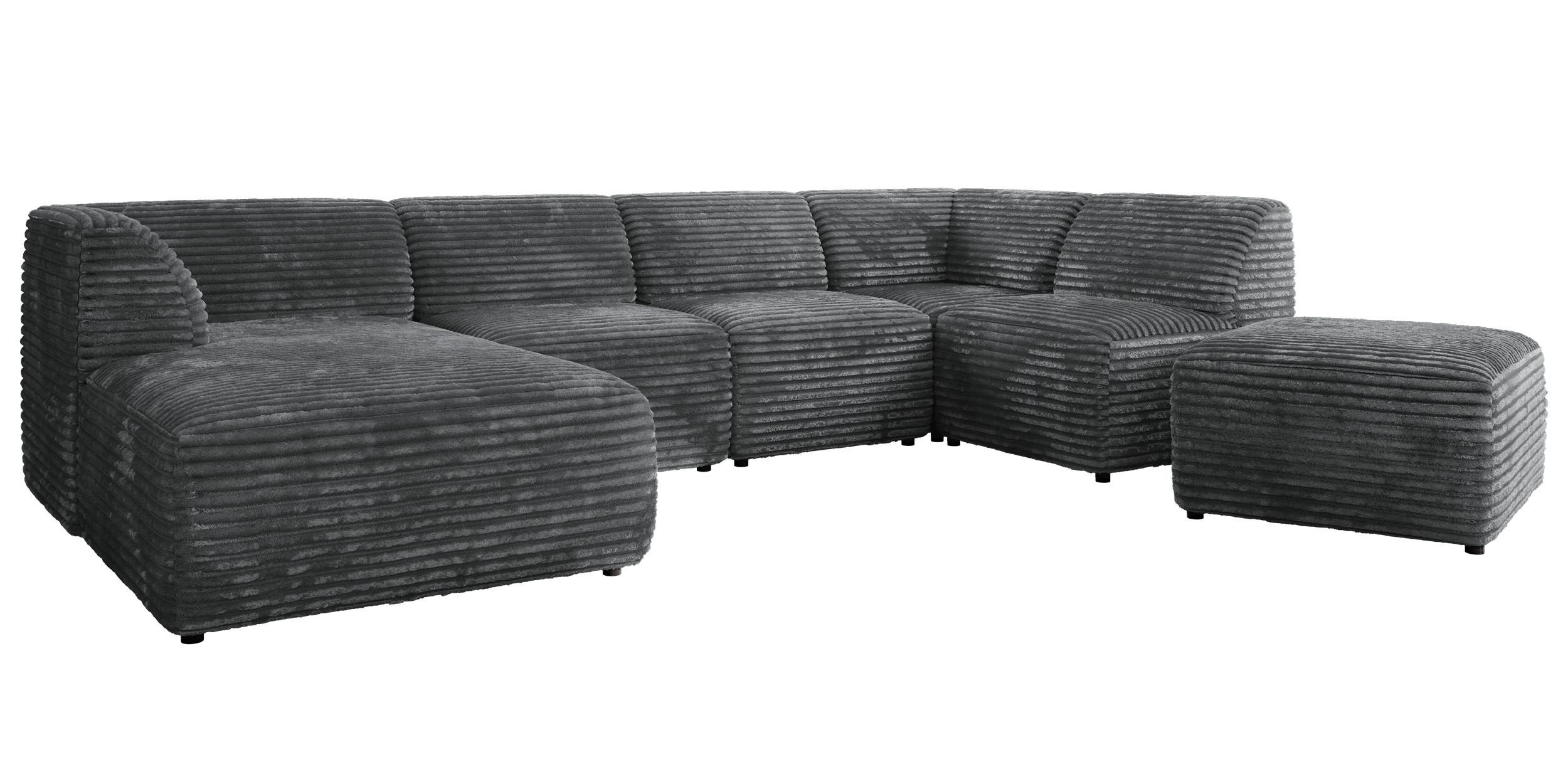 wohnli-moebel-suche-800001600010 Wohnli Möbelsuche - WOHNLANDSCHAFT MODARO U 6M - Dunkelgrau Cord - Links