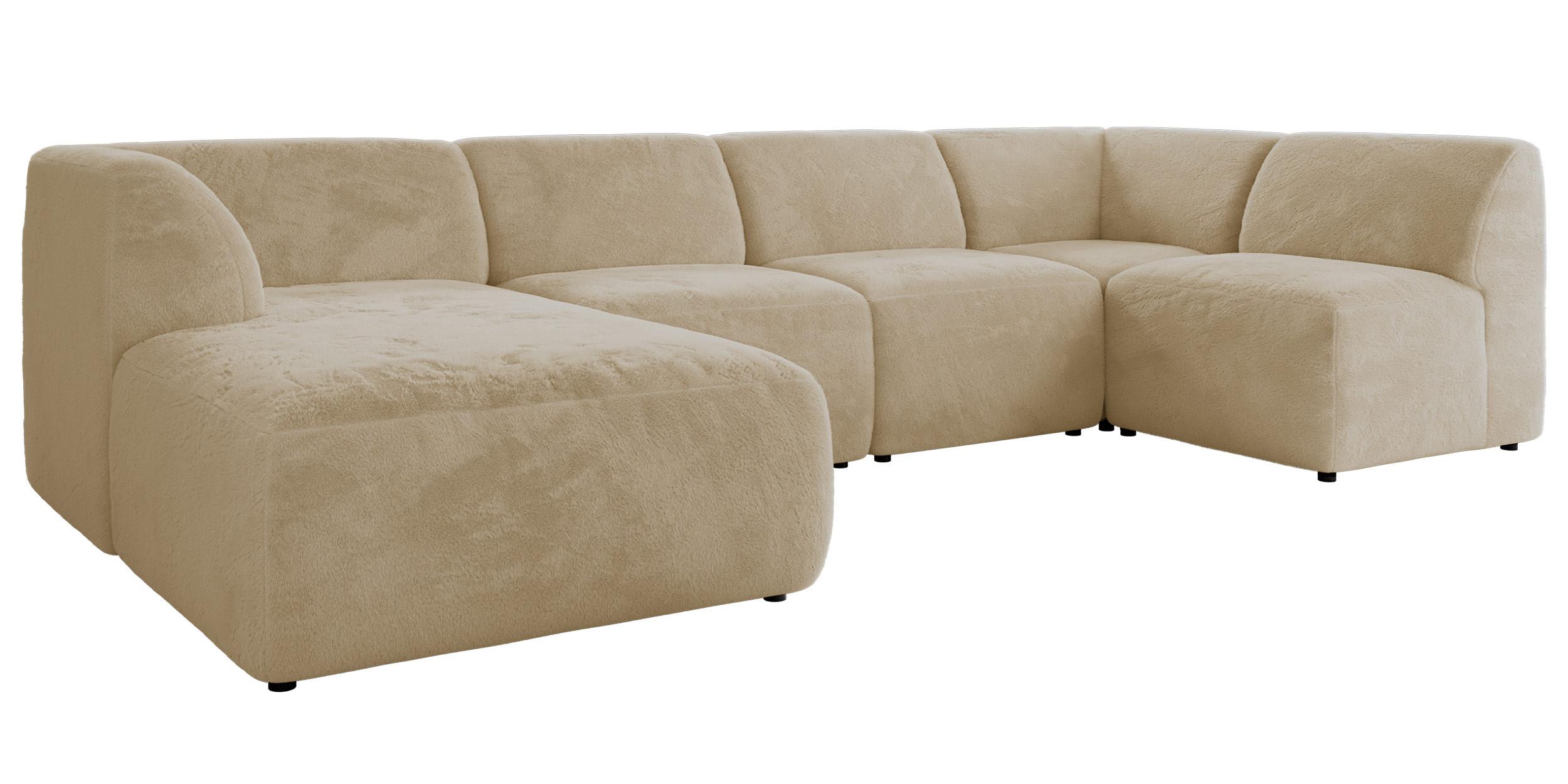 wohnli-moebel-suche-800001600011 Wohnli Möbelsuche - WOHNLANDSCHAFT MODARO U 5M - Creme Plüsch - Links