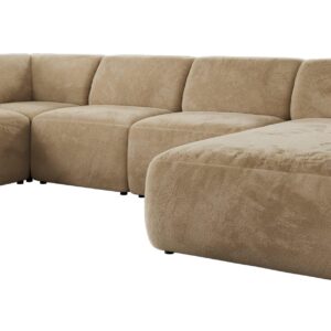 Wohnli Möbelsuche - WOHNLANDSCHAFT MODARO U 5M - Beige Plüsch - Rechts