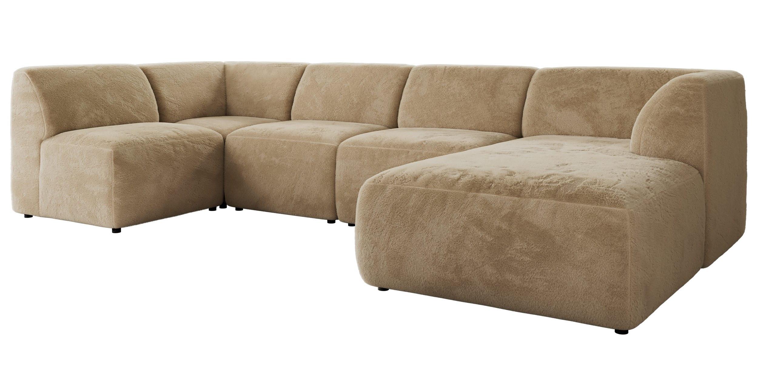 wohnli-moebel-suche-800001600013 Wohnli Möbelsuche - WOHNLANDSCHAFT MODARO U 5M - Beige Plüsch - Rechts