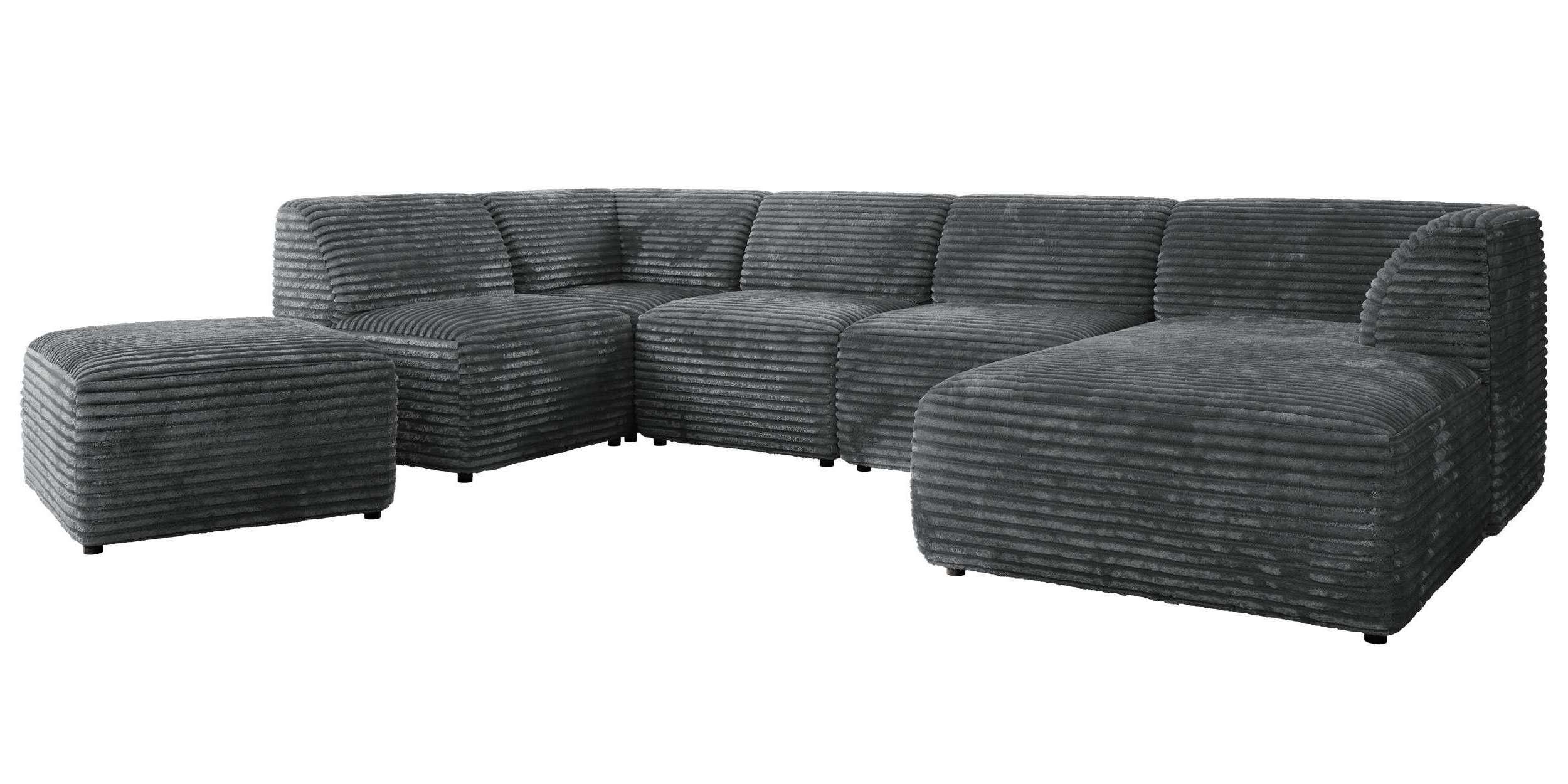 wohnli-moebel-suche-800001600020 Wohnli Möbelsuche - WOHNLANDSCHAFT MODARO U 6M - Dunkelgrau Cord - Rechts