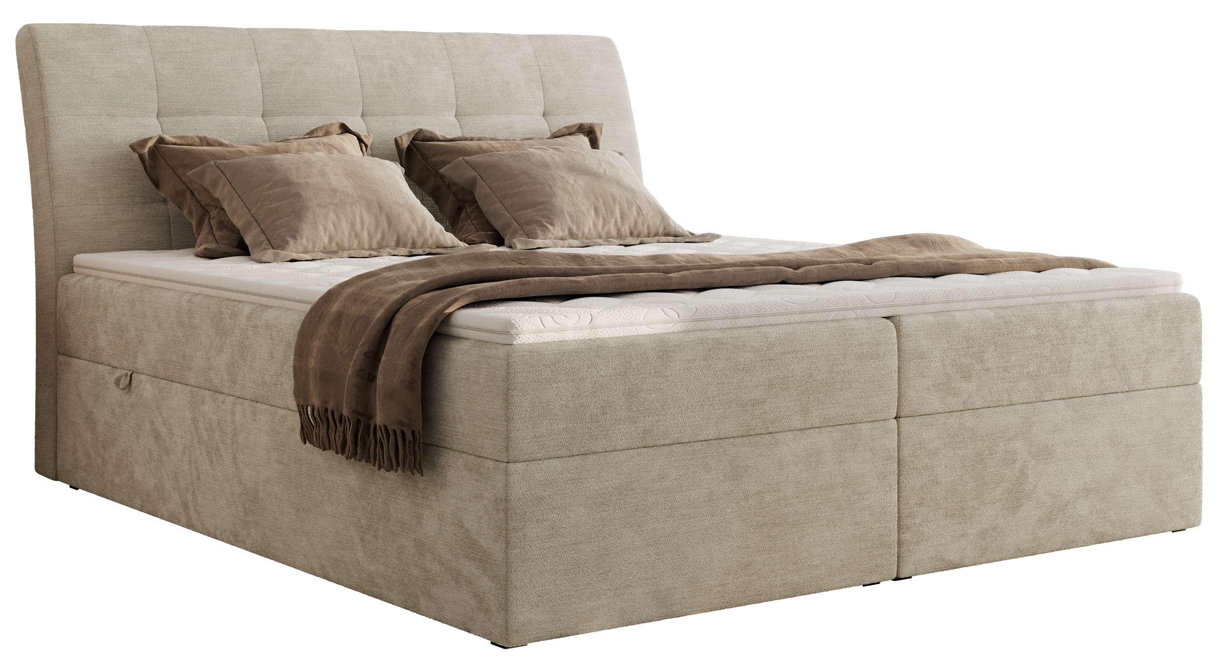wohnli-moebel-suche-800001600169 Wohnli Möbelsuche - BOXBETT DAGOS 140/200 - Beige Schenille glatt - H4 - Topper T25