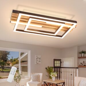 wohnli-moebel-suche-800001601243-1 LED DECKENLEUCHTE Klenly 38/21/6.8 cm Deckenlampe Metall, Holz ZMH Lampen & Leuchten > LED-Leuchten > LED-Deckenleuchten Schwarz