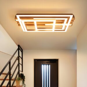 wohnli-moebel-suche-800001601247-1 LED DECKENLEUCHTE Jrelis 37.8/20/8.8 cm Deckenlampe Metall, Holz ZMH Lampen & Leuchten > LED-Leuchten > LED-Deckenleuchten Schwarz